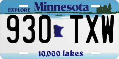 MN license plate 930TXW