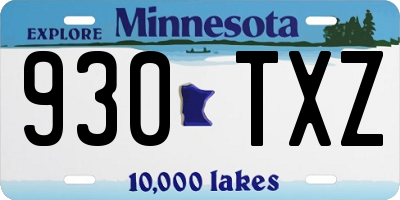 MN license plate 930TXZ