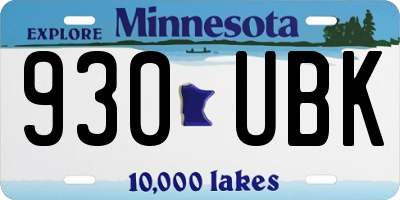 MN license plate 930UBK