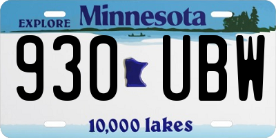 MN license plate 930UBW