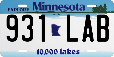 MN license plate 931LAB
