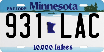 MN license plate 931LAC