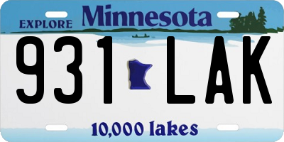 MN license plate 931LAK