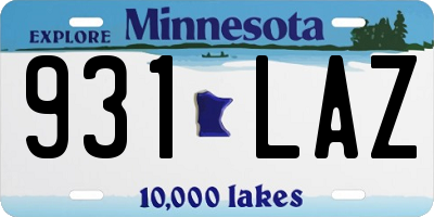 MN license plate 931LAZ