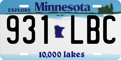MN license plate 931LBC