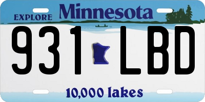 MN license plate 931LBD