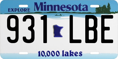 MN license plate 931LBE