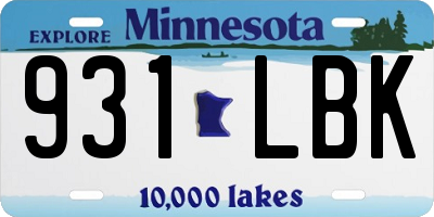 MN license plate 931LBK