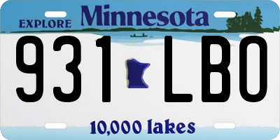MN license plate 931LBO