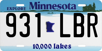 MN license plate 931LBR