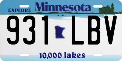 MN license plate 931LBV