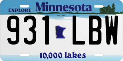 MN license plate 931LBW