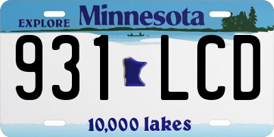 MN license plate 931LCD