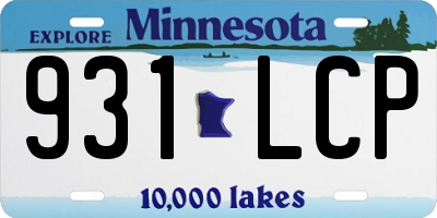 MN license plate 931LCP