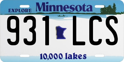 MN license plate 931LCS