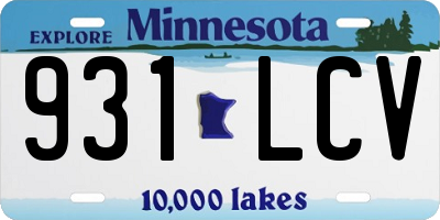 MN license plate 931LCV