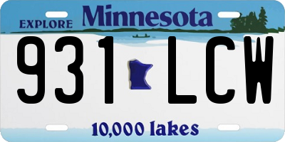 MN license plate 931LCW