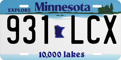 MN license plate 931LCX