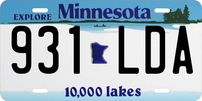 MN license plate 931LDA