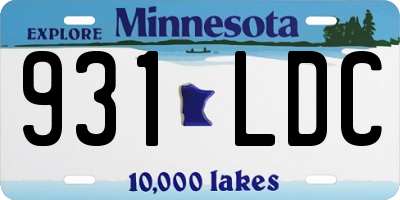 MN license plate 931LDC