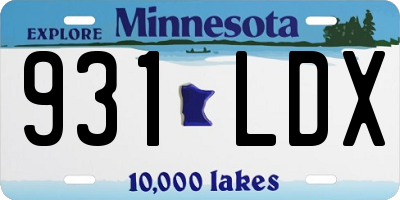MN license plate 931LDX