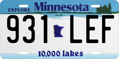 MN license plate 931LEF