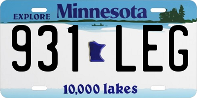 MN license plate 931LEG