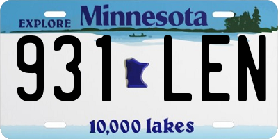 MN license plate 931LEN
