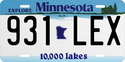 MN license plate 931LEX