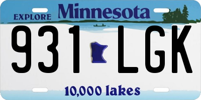 MN license plate 931LGK