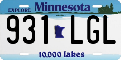 MN license plate 931LGL