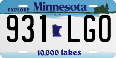MN license plate 931LGO