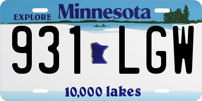 MN license plate 931LGW
