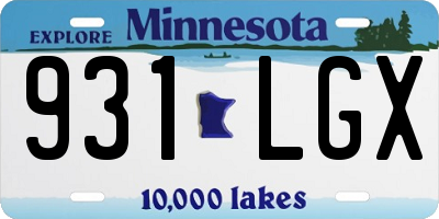 MN license plate 931LGX