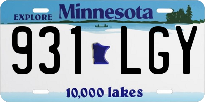 MN license plate 931LGY
