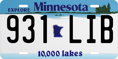 MN license plate 931LIB