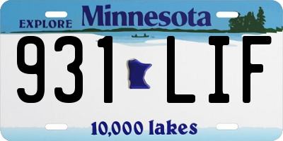 MN license plate 931LIF