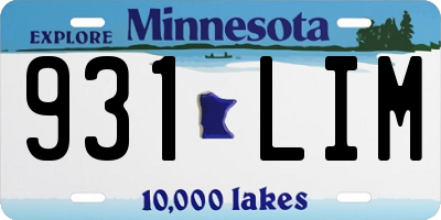 MN license plate 931LIM