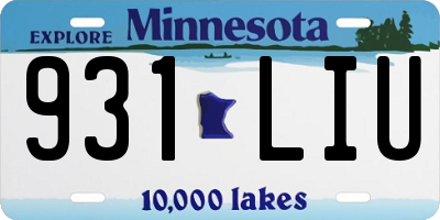 MN license plate 931LIU