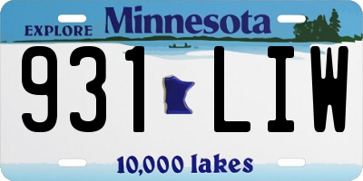 MN license plate 931LIW