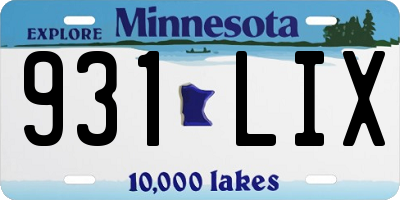 MN license plate 931LIX