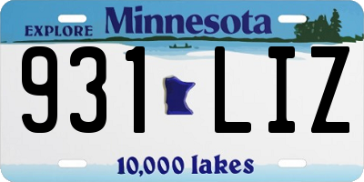 MN license plate 931LIZ