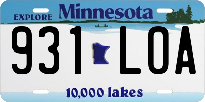 MN license plate 931LOA
