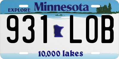 MN license plate 931LOB