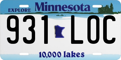 MN license plate 931LOC
