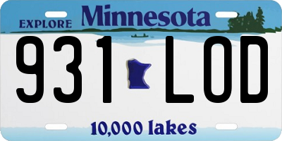 MN license plate 931LOD