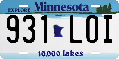 MN license plate 931LOI
