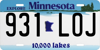 MN license plate 931LOJ