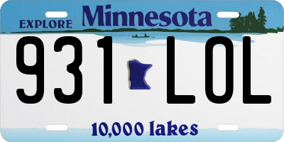 MN license plate 931LOL