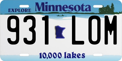 MN license plate 931LOM